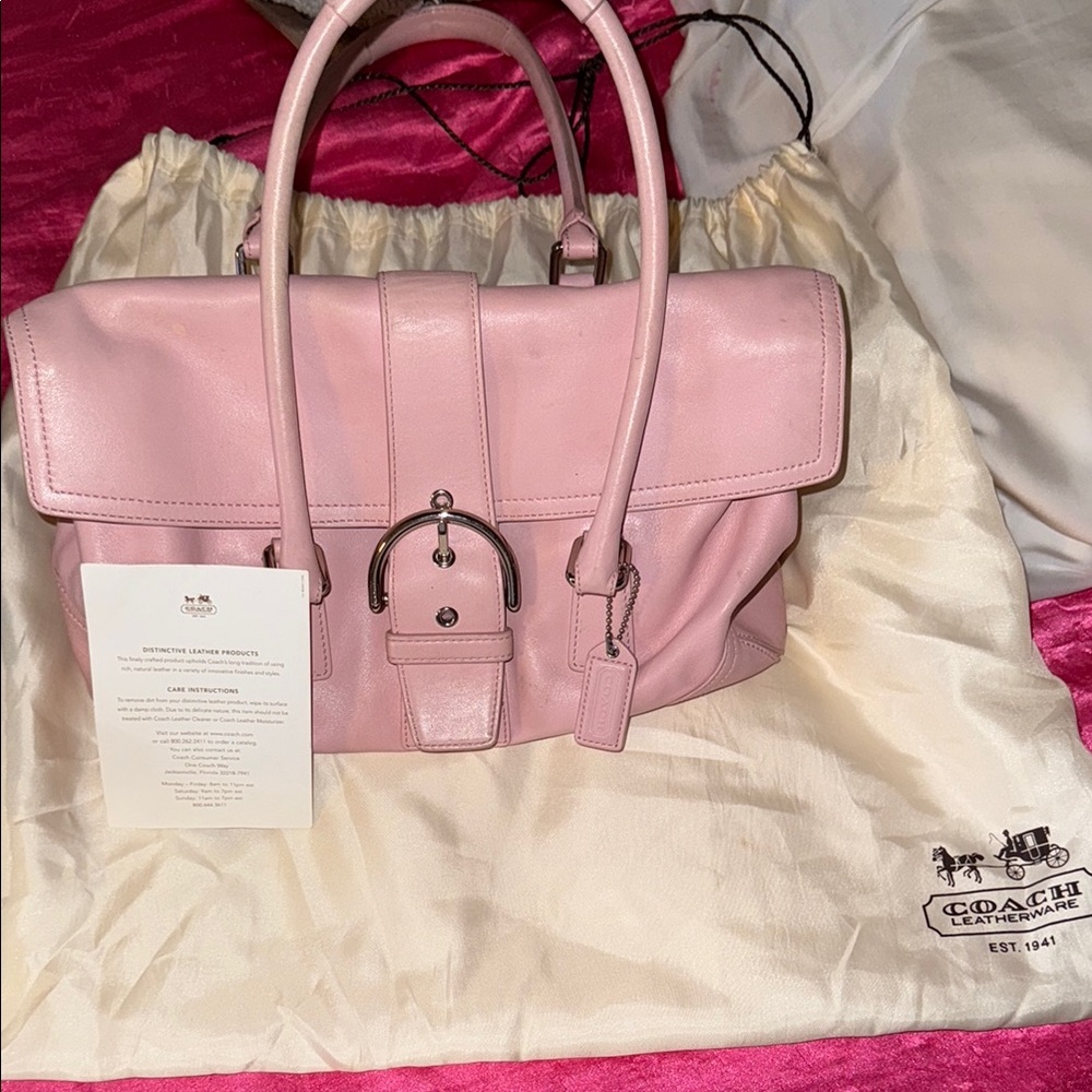 Coach Pink Satchel with Structured Design and Gold Accents